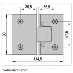 Charnière Verre-Verre 180° nickel poli porte de douche  2