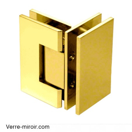 Charnière laiton poli verre verre 90°