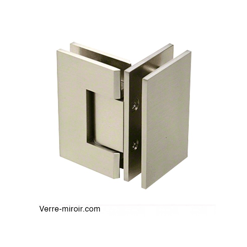 Charnière nickel brossé verre verre 90°
