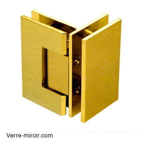 Charnière laiton brossé verre verre 90°