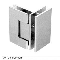 Charnière inox brossé verre verre 90°