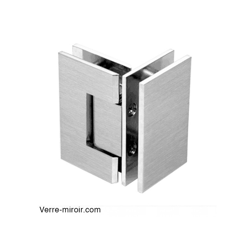 Charnière inox brossé verre verre 90°