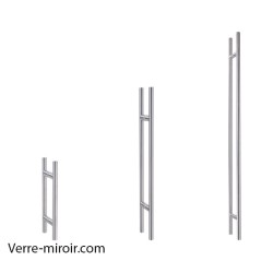 Bâton maréchal inox brossé porte de douche en verre