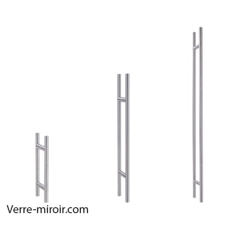 Bâton maréchal inox brossé porte de douche en verre