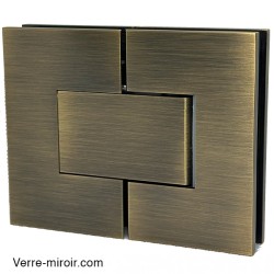 Charnière double antique laiton pour porte de douche en Verre-Verre 180°