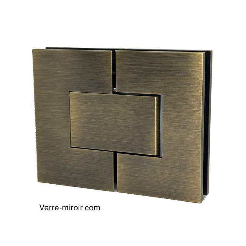 Charnière double antique laiton pour porte de douche en Verre-Verre 180°