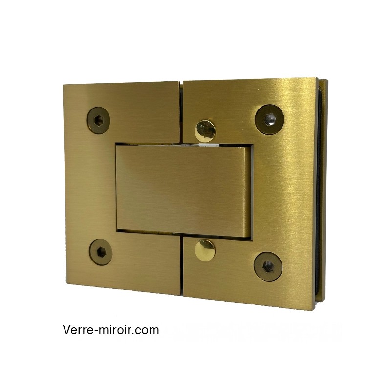 Charnière double laiton brossé pour porte de douche en Verre-Verre 180° arrière 