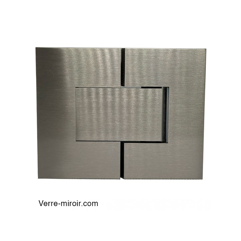 Charnière double Verre-Verre 180° inox brossé porte de douche 