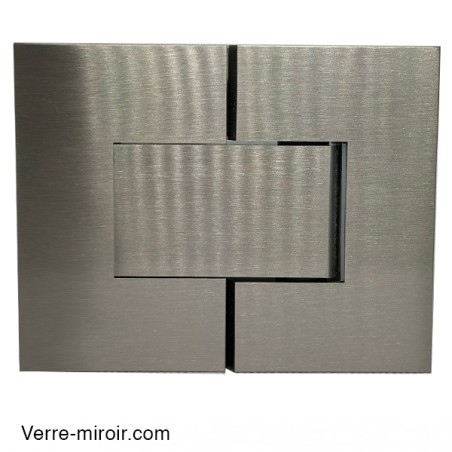 Charnière double Verre-Verre 180° inox brossé porte de douche 