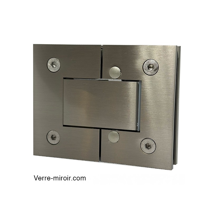 Charnière double inox brossé porte de douche 