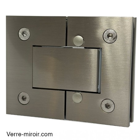 Charnière double inox brossé porte de douche 