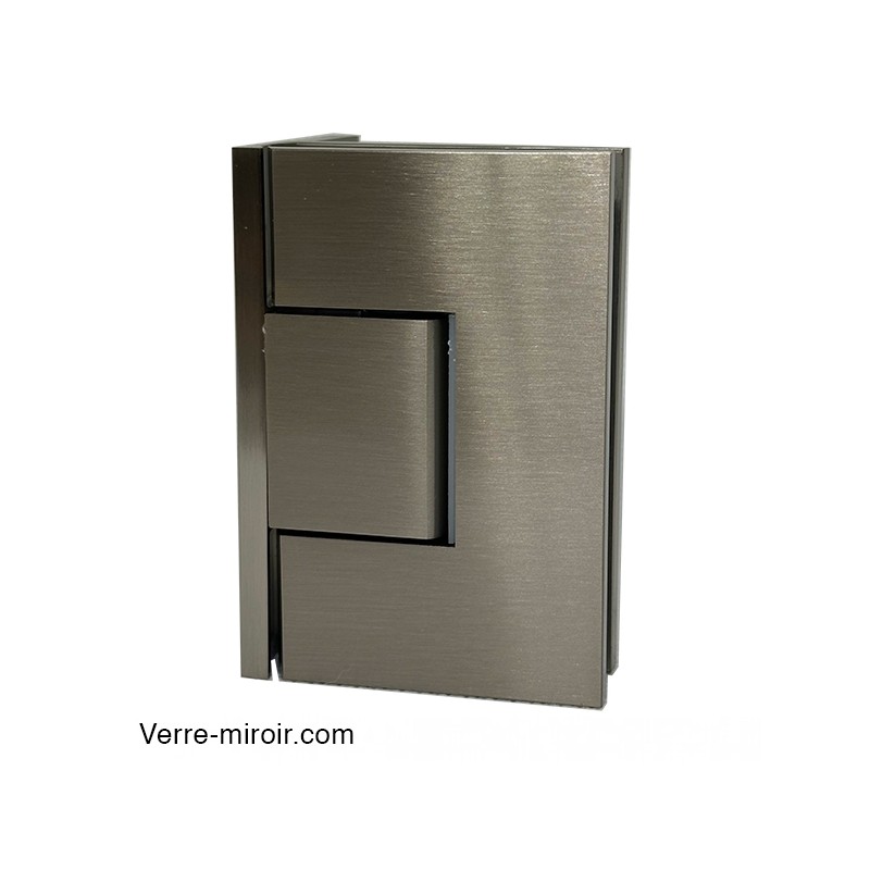 Charnière de douche inox brossé pour porte en verre