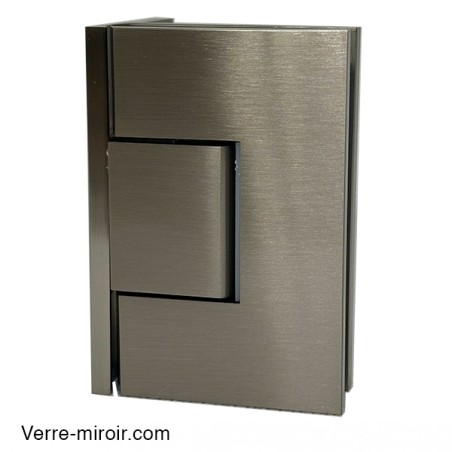 Charnière de douche inox brossé pour porte en verre
