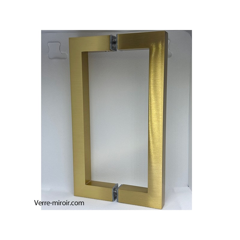 Poignée Bâton Double pour Porte Douche Laiton Brossé