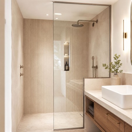 Paroi douche avec encoche muret sur mesure