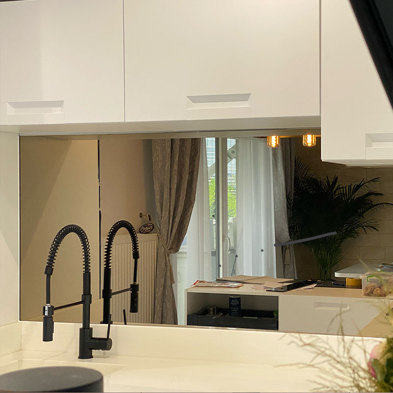 Crédence miroir bronze sur mesure