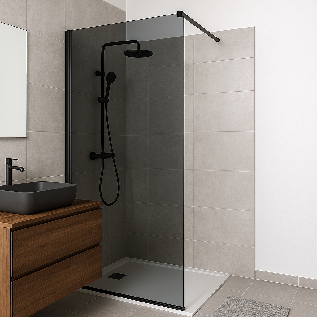 Paroi de douche en verre teinté gris sur mesure