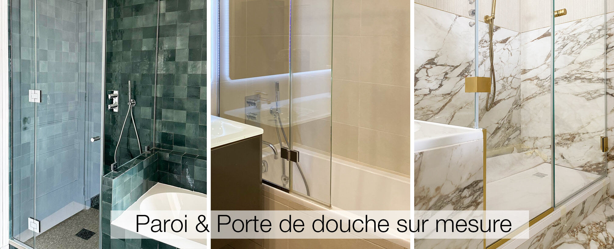 Parois de douche sur mesure en verre trempé avec différentes finitions