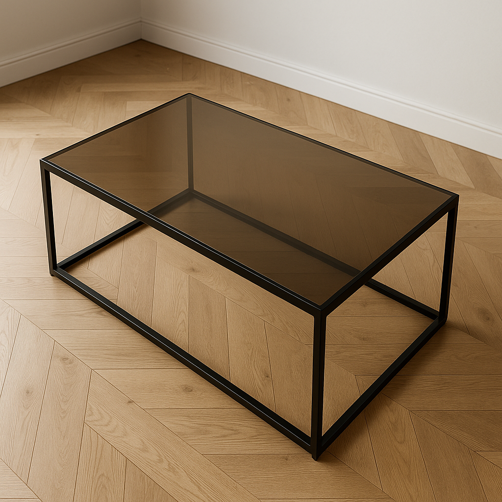 Plateau de table en verre trempé fumé bronze sur mesure — protection et finition premium