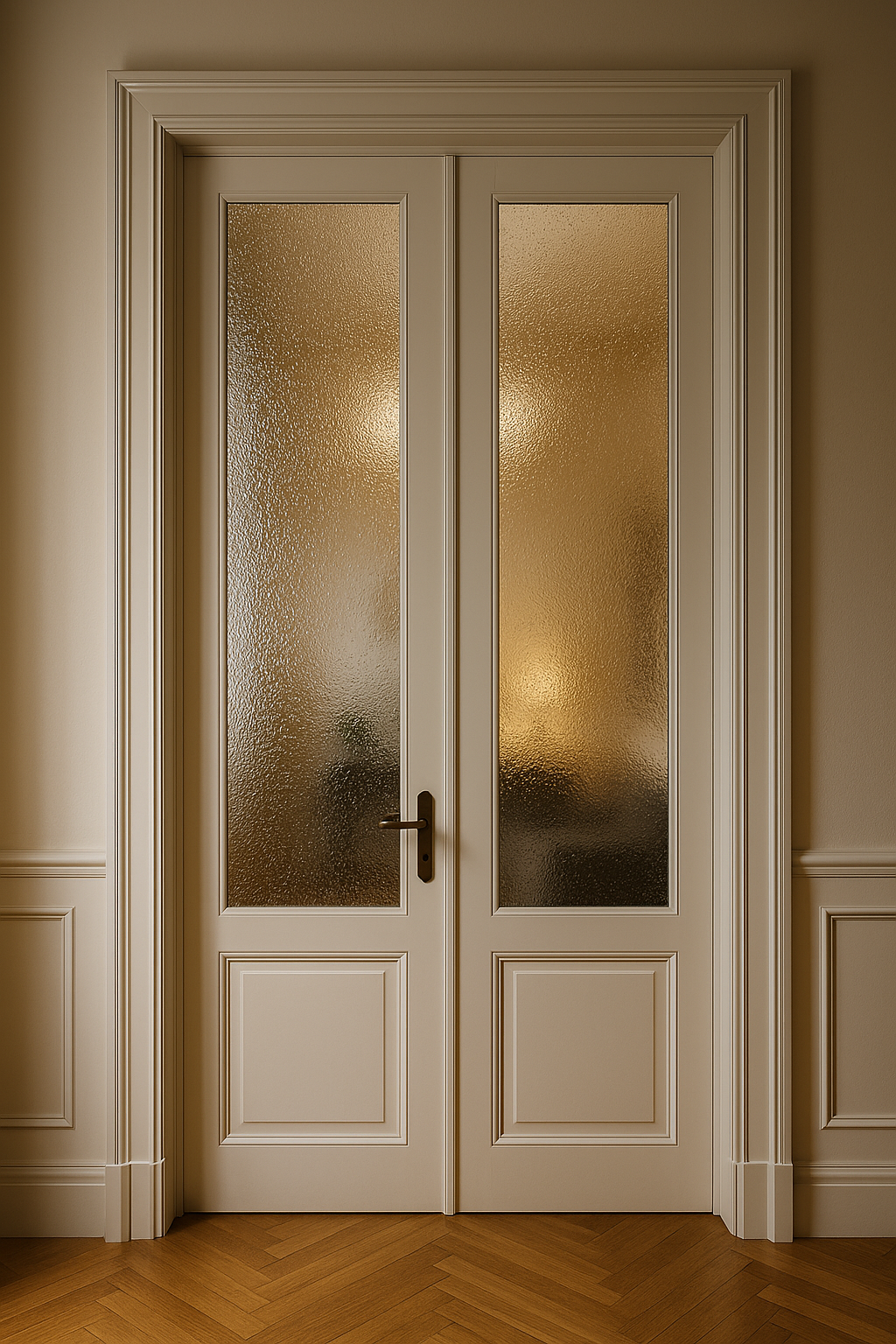 Porte vitrée avec verre imprimé goutte d’eau sur mesure — motif texturé, intimité et lumière