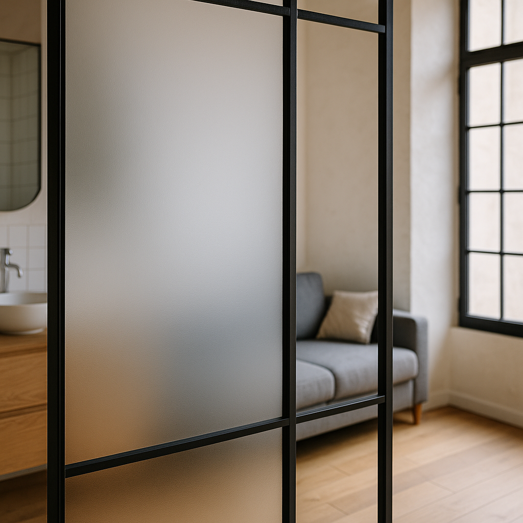 Verrière ou cloison en verre dépoli sur mesure