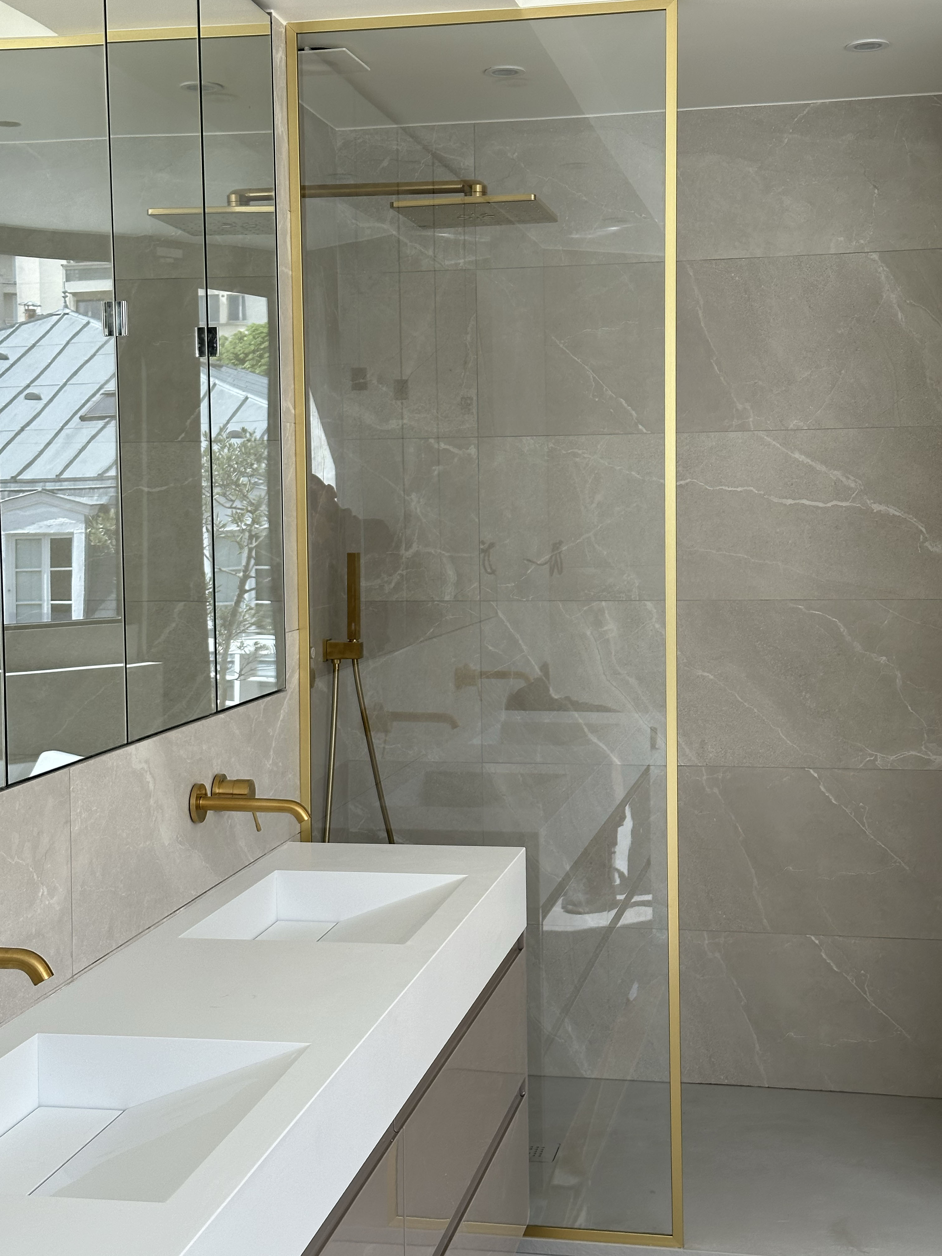 Paroi fixe de douche en verre trempé Timeless clair sur mesure
